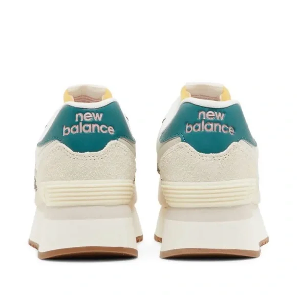 New Balance Women's 574 Platform Sneakers Cream with Teal Accent - Picture 3 of 3